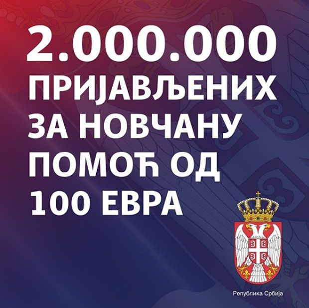 Министар Мали објавио на Инстаграму: Преко два милиона пријава за 100 евра